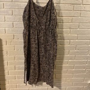 Waist-Defined Leopard-Print Midi Cami Dress